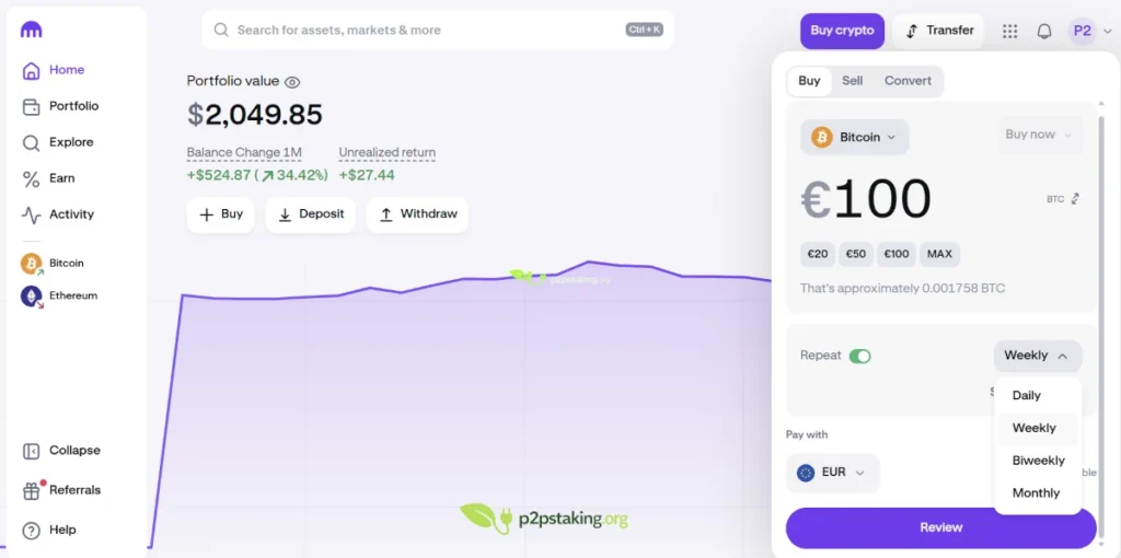 Setup DCA setup on Kraken Basic interface