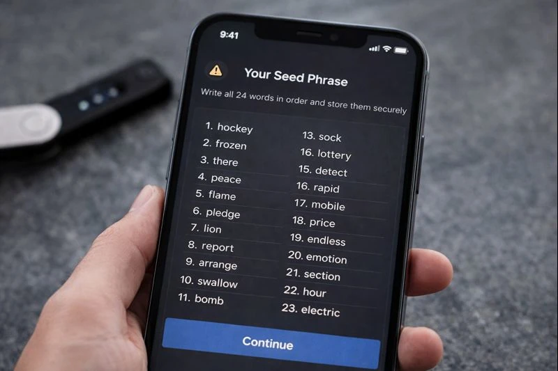 seed phrase on a amobile wallet